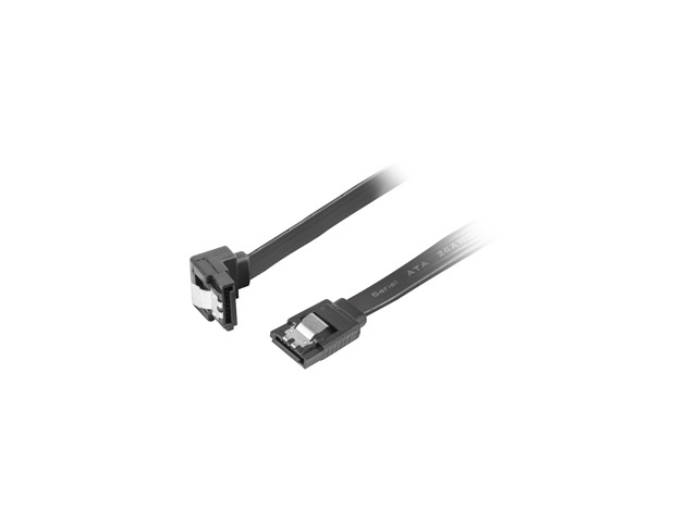Lanberg SATA Data III (6GB/s) Cable 50CM Angled Metal Clips - CA-SASA-13CU-0050-BK
