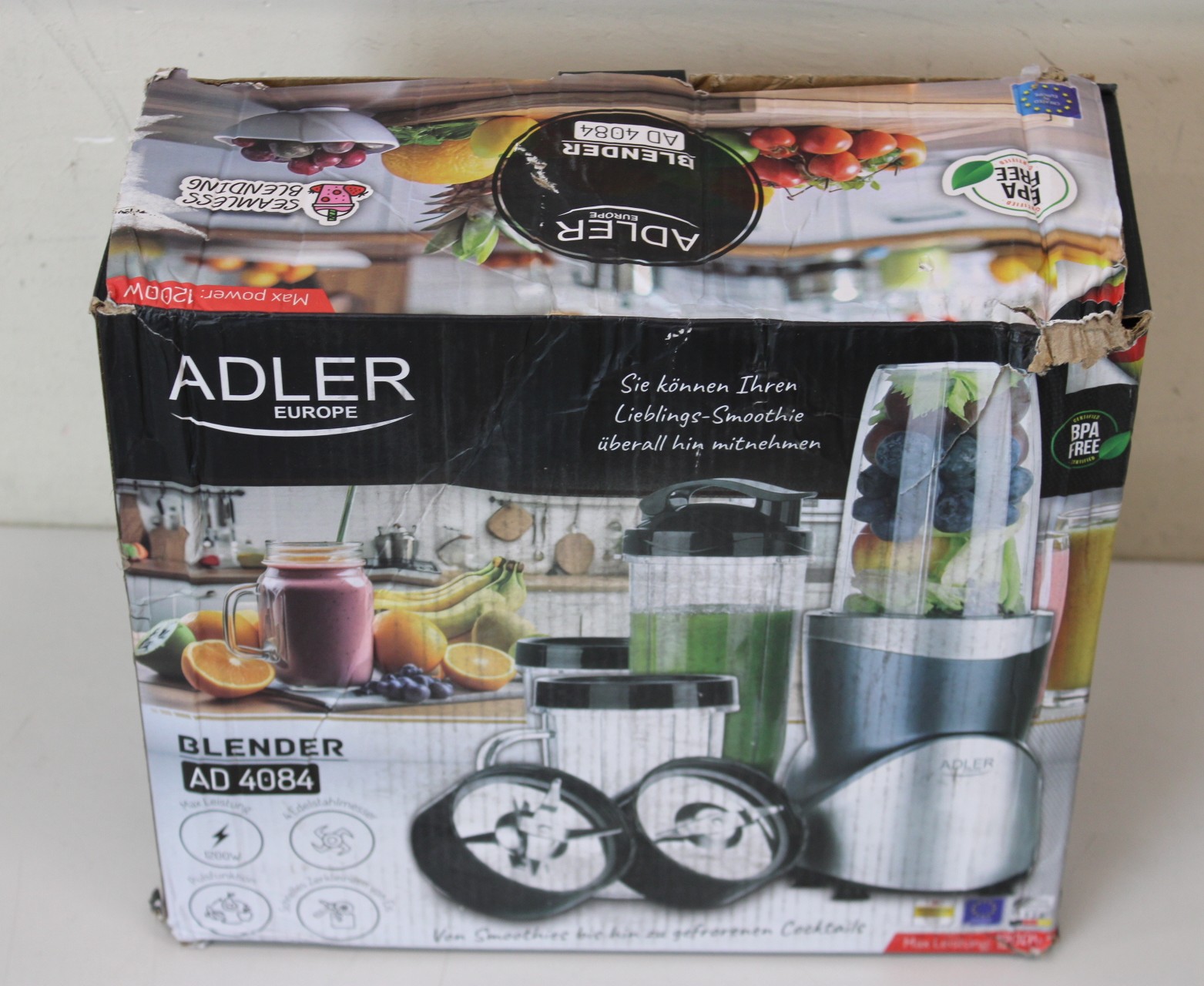 SALE OUT. Adler Blender Smoothie Set - AD 4084 - Tabletop - 1200 W - Jar material BPA-Free - Jar capacity 0.3+0.5+0.5+0.7 L - Ice crushing - Stainless Steel - DAMAGED PACKAGING, SCRATCHED ON THE CUPS
