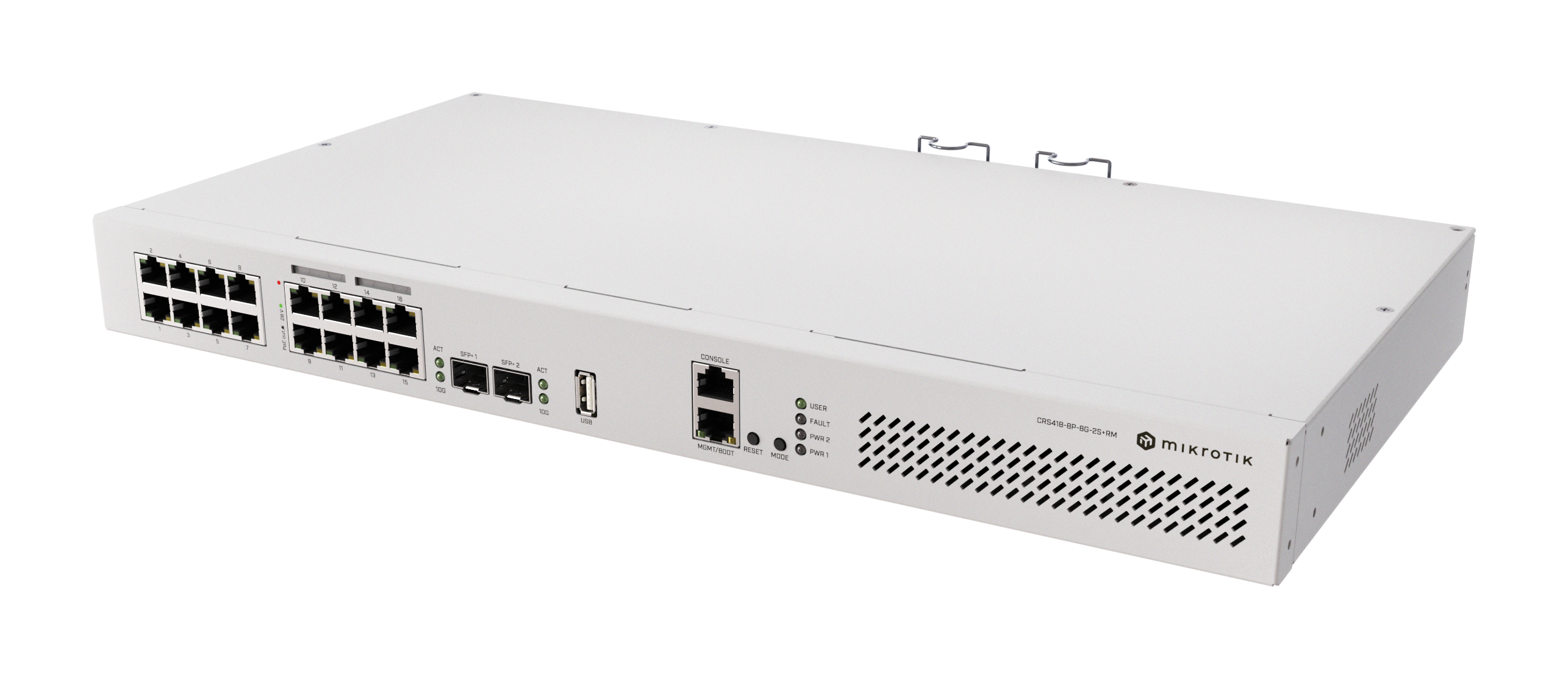 MikroTik - Cloud Router Switch with RouterOS L5, racmount case - CRS418-8P-8G-2S+RM
