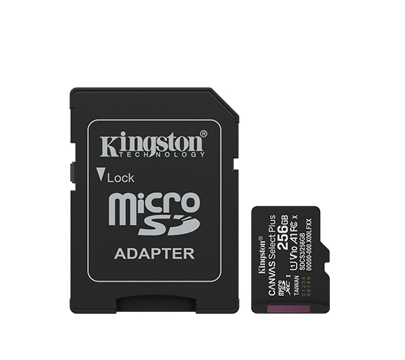 Kingston Canvas Select Plus - 256 GB - microSD - Flash memory class Class 10, UHS-I, U1/U3, video class 10/30, A1