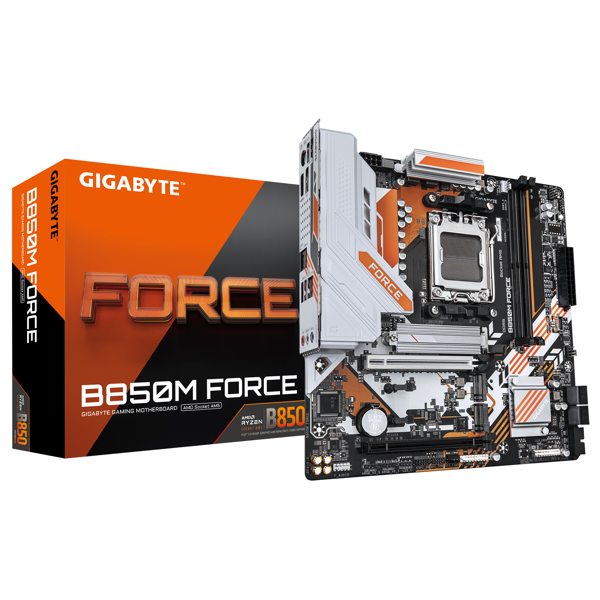 SALE OUT. Gigabyte B850M FORCE (rev. 1.0) - Processor family AMD - Processor socket AM5 - DDR5 - Supported hard disk drive interfaces SATA, M.2 - Number of SATA connectors 4 - REFURBISHED, WITHOUT ORIGINAL PACKAGING AND ACCESSORIES, ONLY BACK PANEL INCLUD