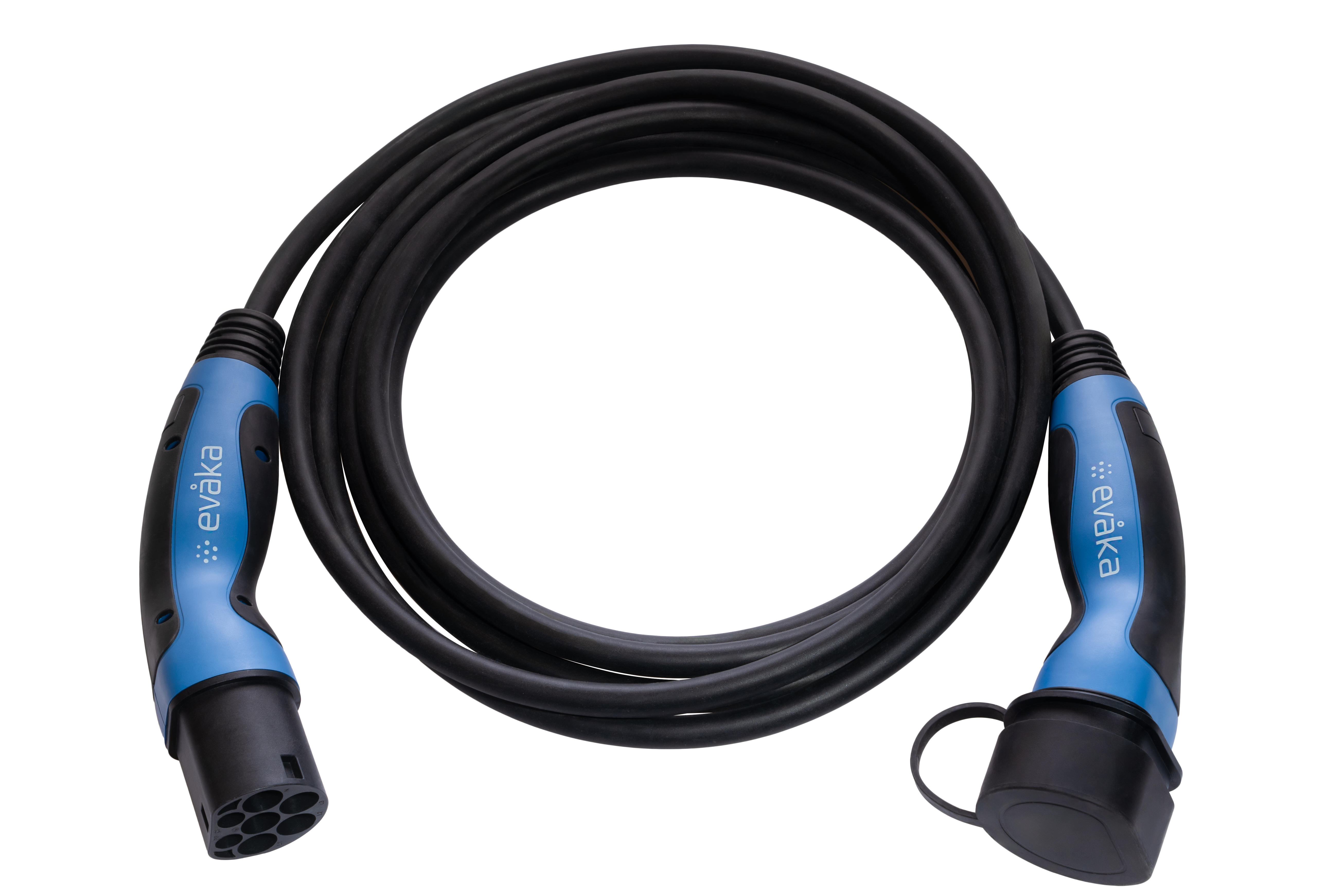 Evaka EV charging cable Type2-Type2, 22 kW, 32 A, 5x6 mm2, 1x0.5 mm2, 5 m - EVA503325 - Black