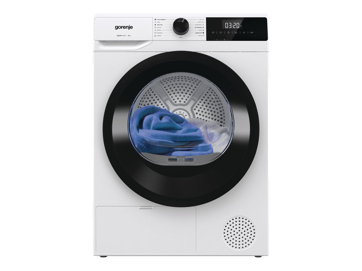 Gorenje Dryer Machine - D2HNE7E - Energy efficiency class E - Front loading - 7 kg - Heat pump - LED - Depth 51 cm - White