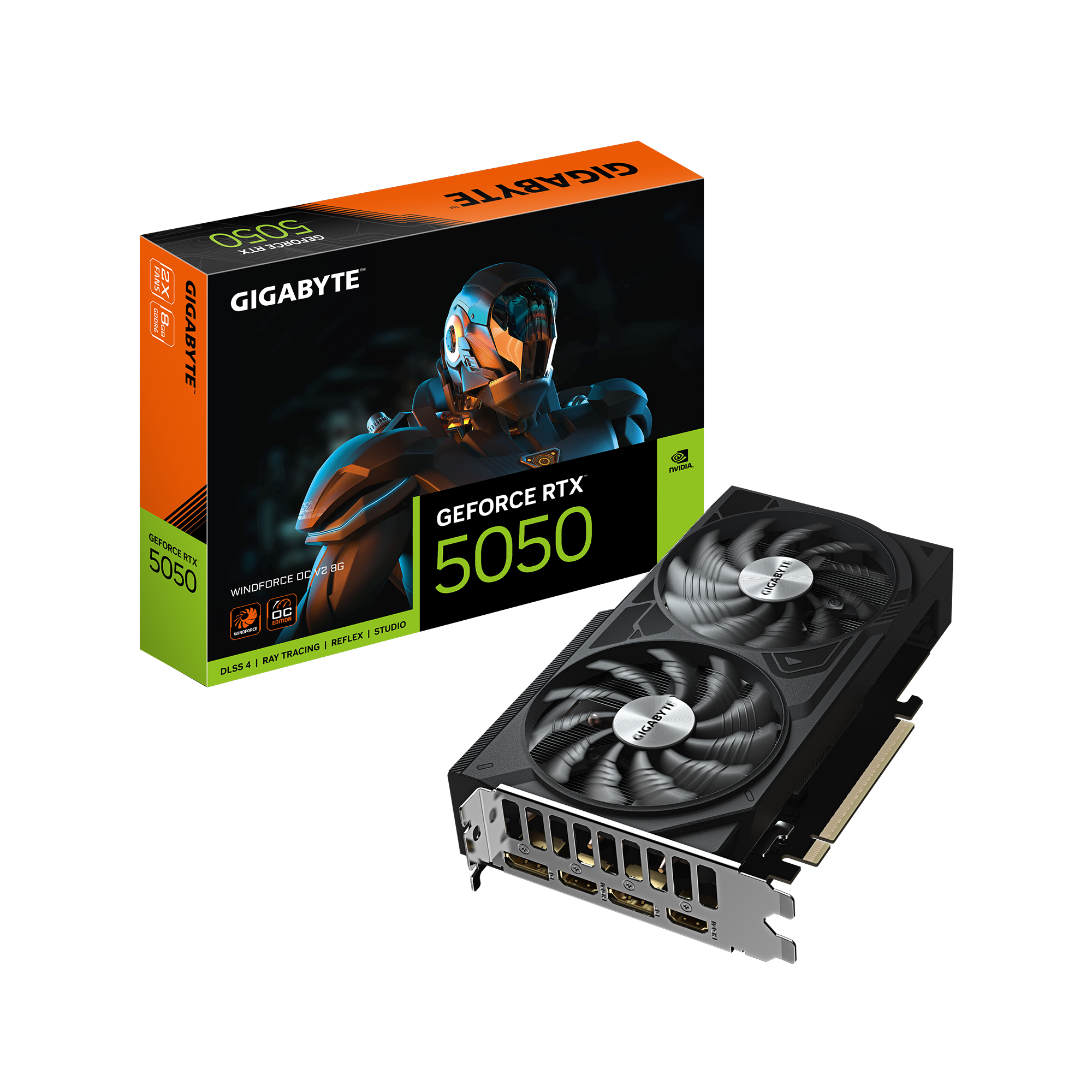 Gigabyte GeForce RTX 5050 WINDFORCE OC V2 8G - NVIDIA - 8 GB - GeForce RTX 5050 - GDDR6 - HDMI ports quantity 2 - PCI-E 5.0
