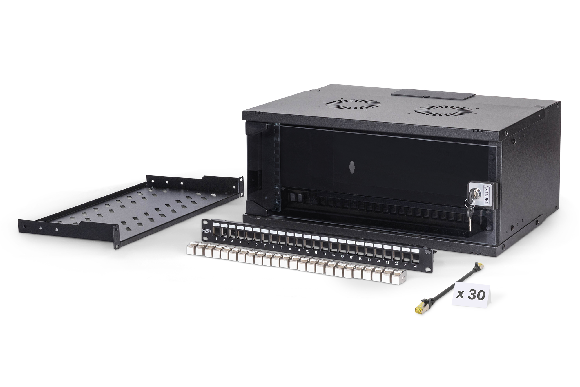 Digitus SOHO Pro network set, 483 mm (19") 4U, 540 x 400 mm - DN-49201-SET - Black