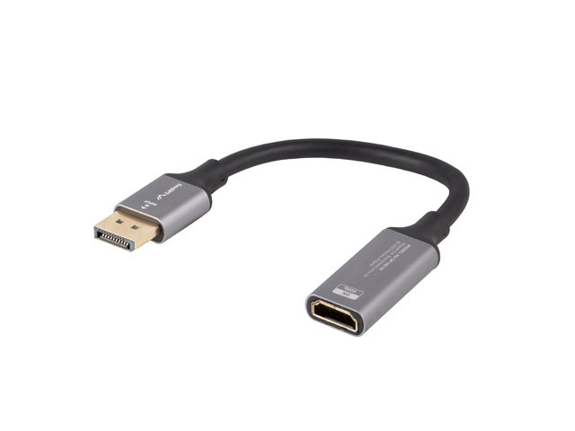 Lanberg Displayport (M) to HDMI (F) Adapter 8K on cable 20cm, Silver - AD-DP-HD-04
