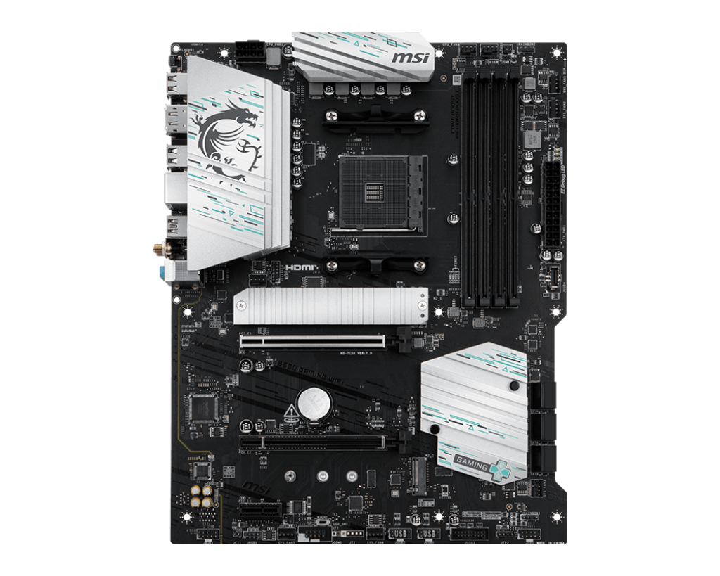 MSI B550 GAMING WIFI - Processor family AMD - Processor socket AM4 - DDR4 - Supported hard disk drive interfaces SATA, M.2 - Number of SATA connectors 6