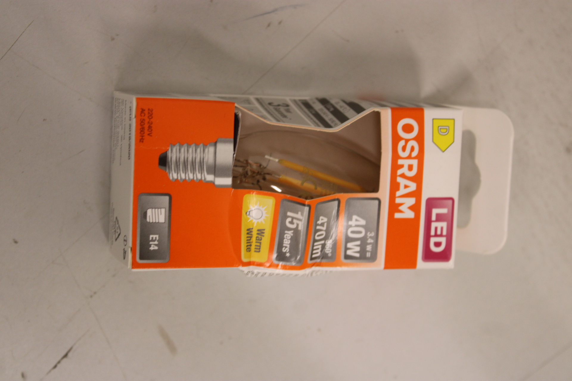 SALE OUT. Osram Parathom Classic Filament - E14 - 3.4 W - Warm White - DAMAGED PACKAGING