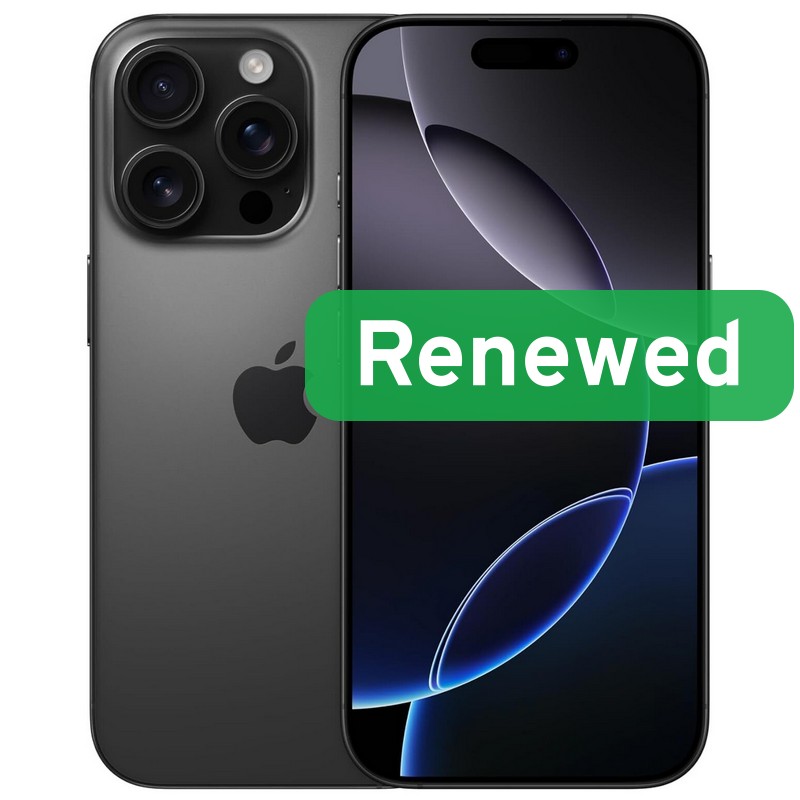 Apple Renewed Grade C - Apple iPhone 16 Pro - Black - 6.3 " - Super Retina XDR OLED - 128 GB - 5G - iOS