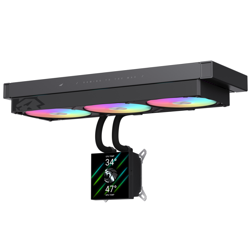 Gamemax CPU Liquid Cooler - GLACIER 360 LCD BK - Black
