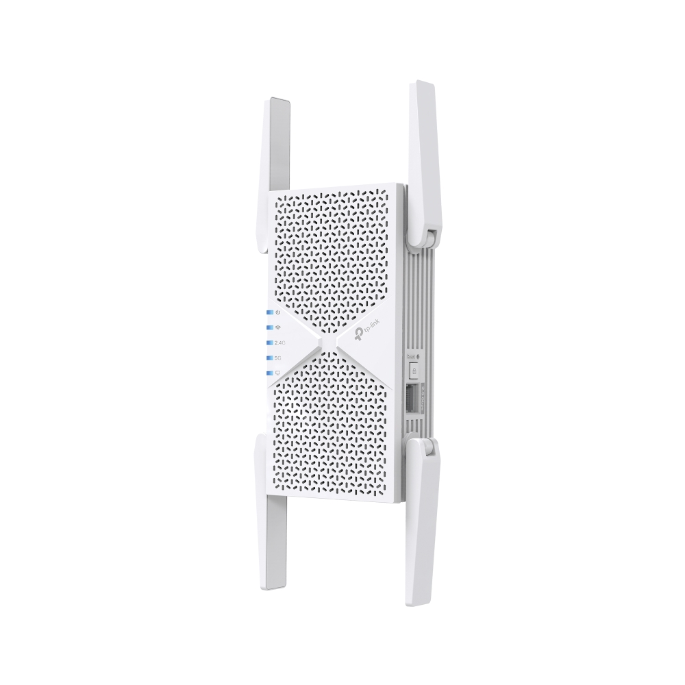 TP-LINK BE6500 Dual-Band Wi-Fi 7 Range Extender - RE405BE - 2.4 GHz, 5 GHz - 802.11ax - 688/5764 Mbit/s - Ethernet LAN (RJ-45) ports 1 - MU-MiMO No - no PoE