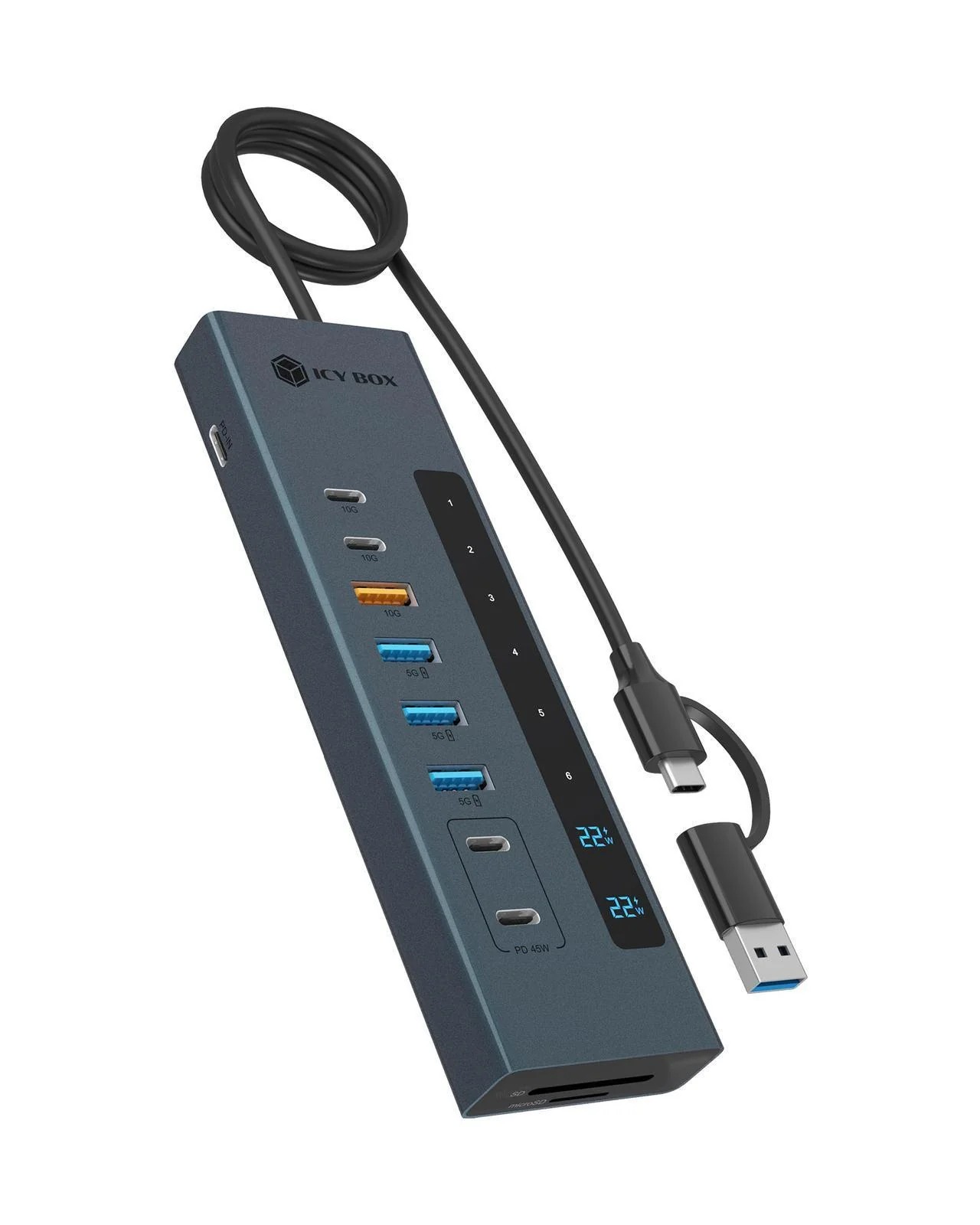 Raidsonic Icy Box USB Hub 11-in-1 USB-C Hub USB 3.2 Gen 2 PD - IB-HUB1742CR-C2PD
