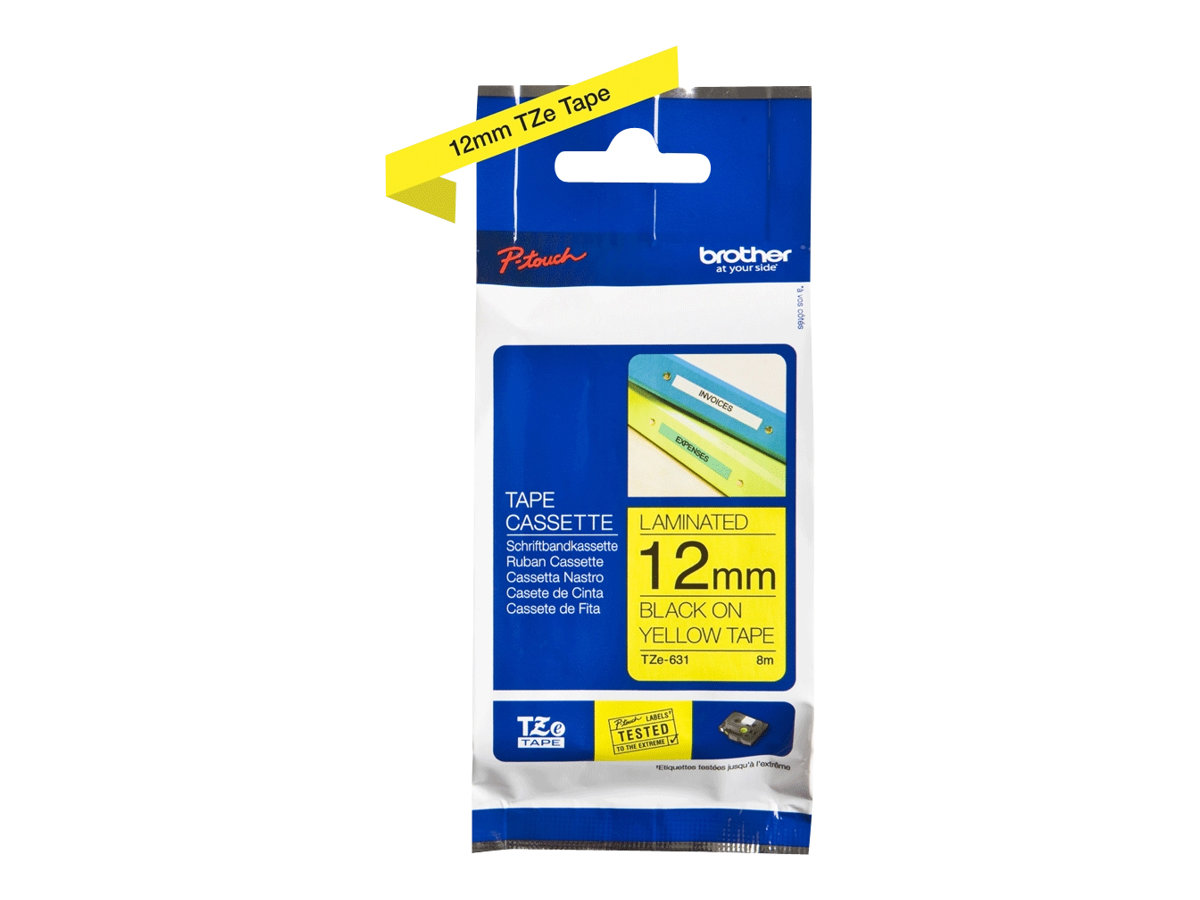 Brother - TZe-631 Laminated Tape - Black on Yellow - TZe - 8 m - 1.2 cm