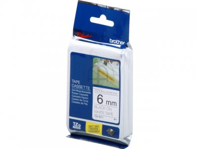 Brother - TZe-S211 Strong Adhesive Laminated Tape - Black on White - TZe - 8 m - 6 cm