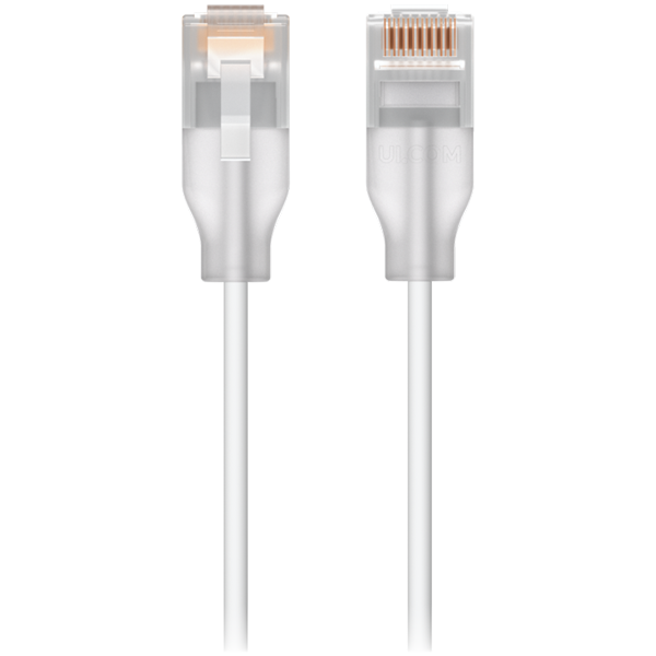 Ubiquiti UACC-Cable-Patch-EL-8M-W Nano-thin patch cable with 2.5 GbE support designed to show Etherlighting effects