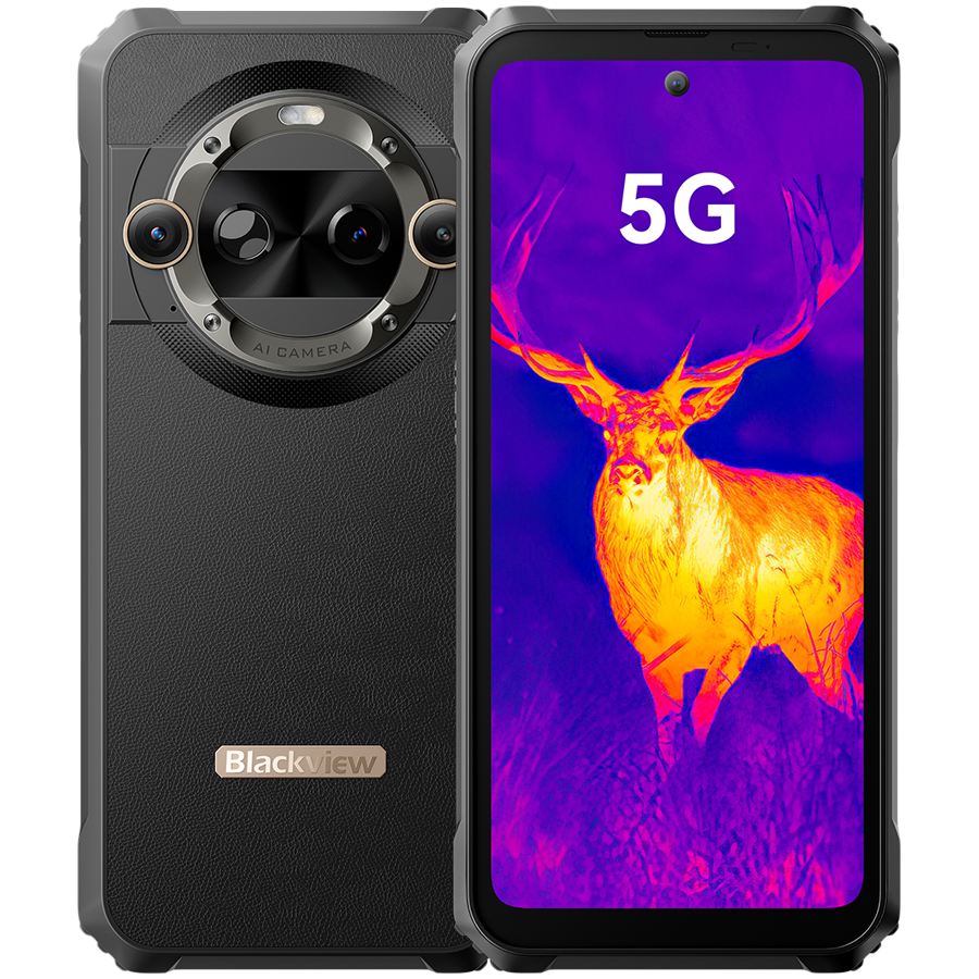 Blackview BL9000 Pro 5G 6.78" Corning 7t FHD+IPS 1080x2460 120Hz, 12GB/512GB, MT6891Z Octa-core 2.6GHz, 50MP Front/13MP+50MP Back Camera, Battery 8800mAh NO Charger, Type-C, NFC, FLIR Thermal imaging, Android 14, Dual SIM, SD card slot, Phantom Black