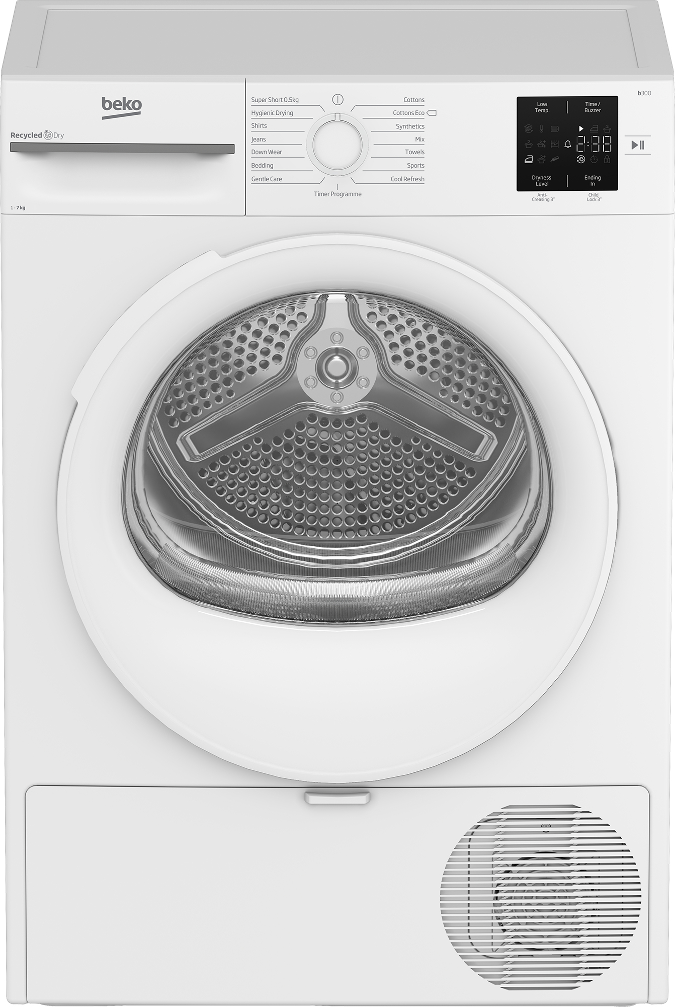 BEKO Dryer BM3T37239W, 7 kg, Energy class D, Depth 54.5 cm