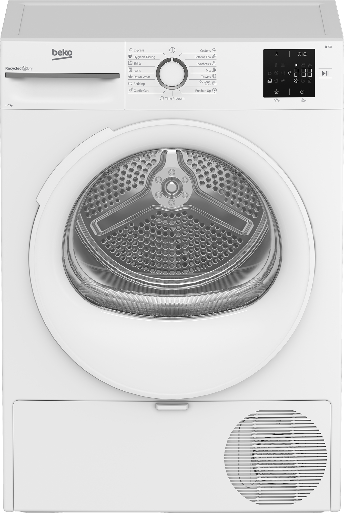 BEKO Dryer BM3T372E0W, 7 kg, Energy class E, Depth 54.5 cm