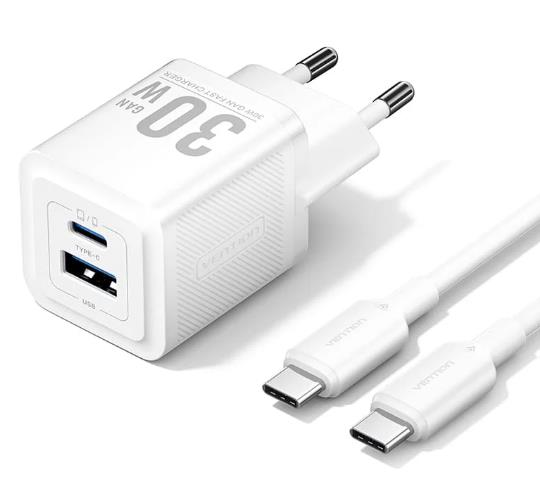MOBILE CHARGER WALL USB +CABLE/30W 2P TZ-FEQW0-EU-01 VENTION