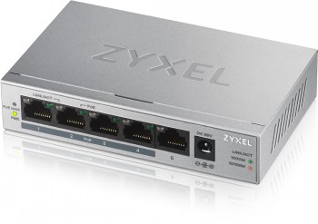 ZYXEL GS1005-HP, 5 PORT GIGABIT POE+ UNMANAGED DESKTOP SWITCH, 4 X POE, 60 WATT