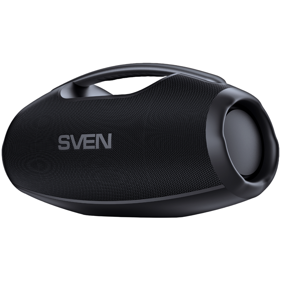 Portable speaker SVEN PS-990, black, power output 180W (RMS), TWS, Bluetooth, RGB backlight, Waterproof (IPx7), USB, Lithium battery, Battery life – up to 16 hours
