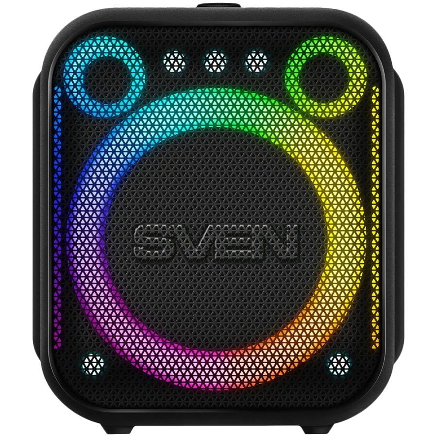 Portable speaker SVEN PS-880, black, power output 110W (RMS), TWS, Bluetooth, FM, USB, microSD, LED-display, lithium battery