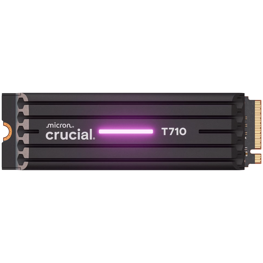 CRUCIAL T710 2TB PCIe Gen5 NVMe M.2 2280 SSD up to 14500 MB/s read and 13800 MB/s write, with heatsink