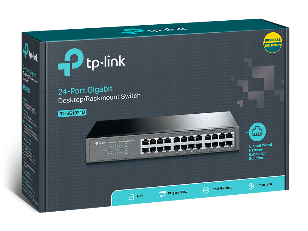 TP-LINK - Switch - TL-SG1024D - Unmanaged - Desktop/Rackmountable - Gigabit Ethernet (copper) ports quantity 24 - 36 month(s)