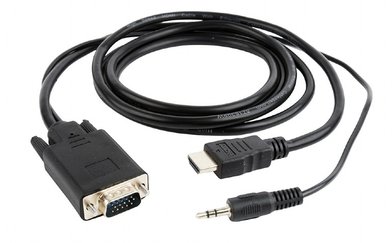 Cablexpert HDMI to VGA and  Audio Adapter Cable, Single Port, 1.8m, Black - Cablexpert