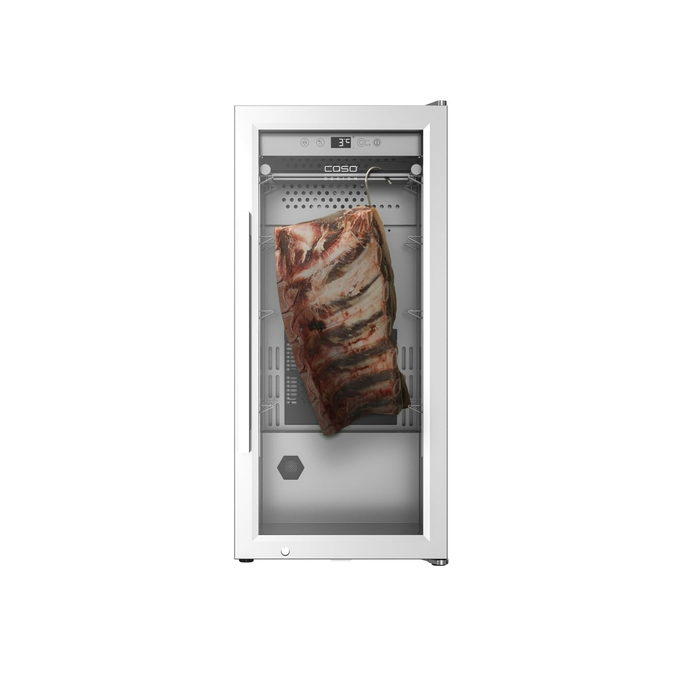 Caso - Dry aging cabinet with compressor technology - DryAged Master 63 - Energy efficiency class Not apply - Food-ageing cabinet with compressor technology - Free standing - Bottles capacity Not apply - Cooling type  Compressor technology - Stainless ste