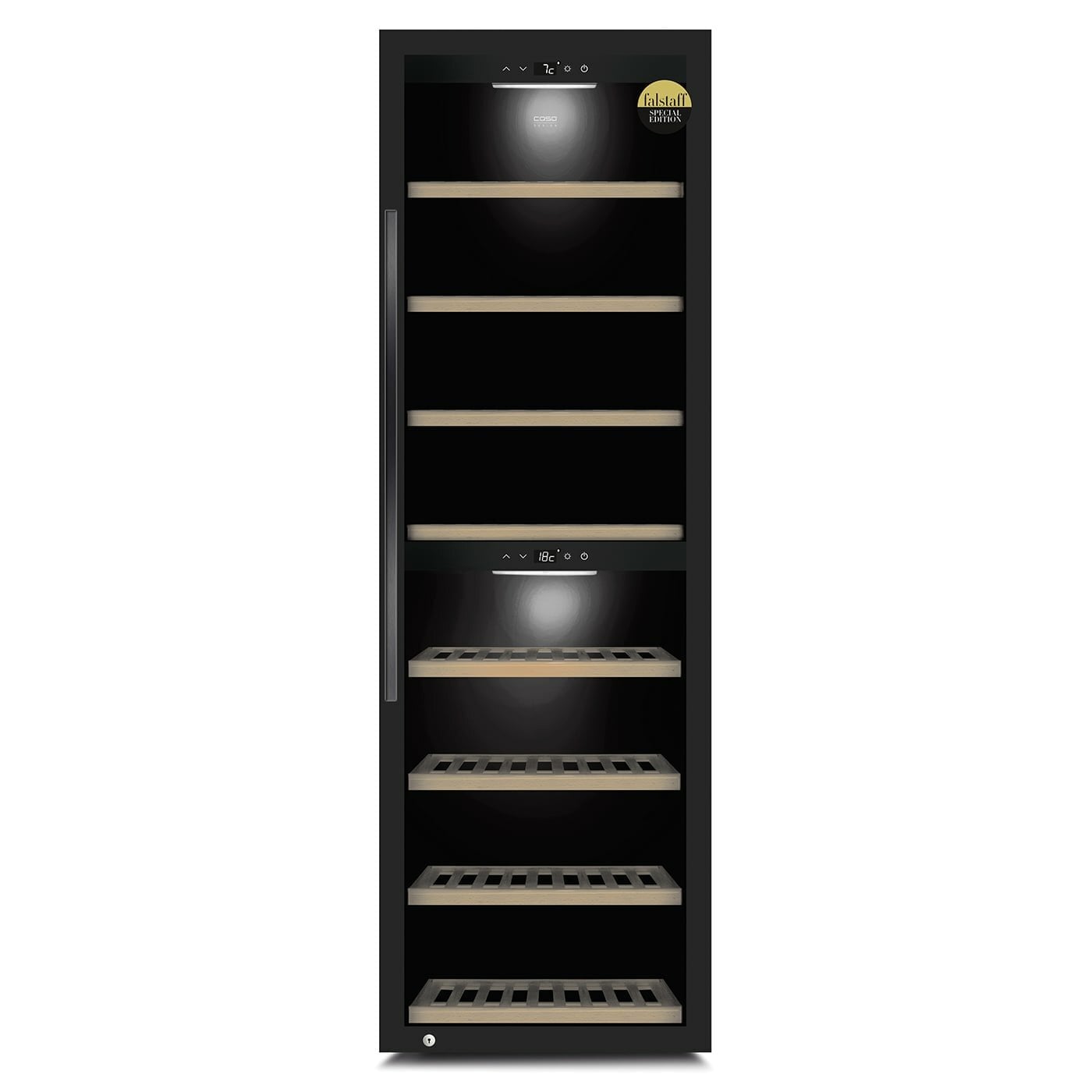 Caso - Smart Wine Cooler - WineExclusive 180 - Energy efficiency class G - Showcase - Free standing - Bottles capacity 180 bottles - Cooling type Compressor technology - Black