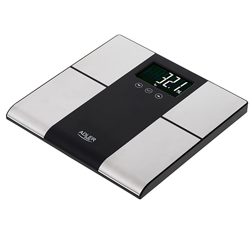 Adler - Bathroom scale with analyzer - AD 8165 - Maximum weight (capacity) 225 kg - Accuracy 100 g - Body Mass Index (BMI) measuring - Stainless steel/Black