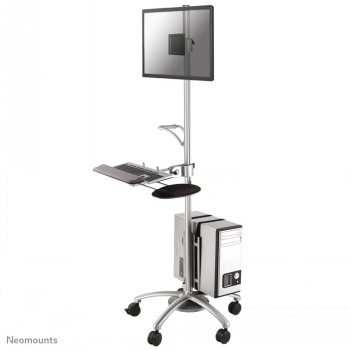NEWSTAR MOBILE WORKPLACE FLOOR STAND (MONITOR, KEYBOARD/MOUSE & PC) 10-27" SILVER