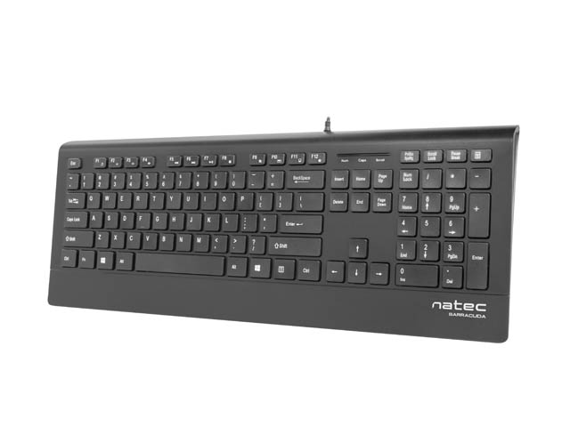 Natec Keyboard, Barracuda, US Layout, Slim - Natec - Keyboard - Barracuda - Standard - Wired - US - Black