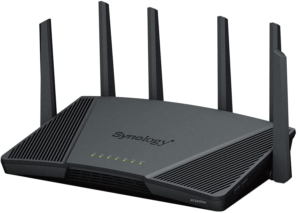 Synology RT6600ax Ultra-fast and Secure Wireless Router for Homes - Ultra-fast and Secure Wireless Router for Homes - RT6600ax - 802.11ax - 4800  Mbit/s - Ethernet LAN (RJ-45) ports 5 - Mesh Support No - MU-MiMO Yes - No mobile broadband - Antenna type  E