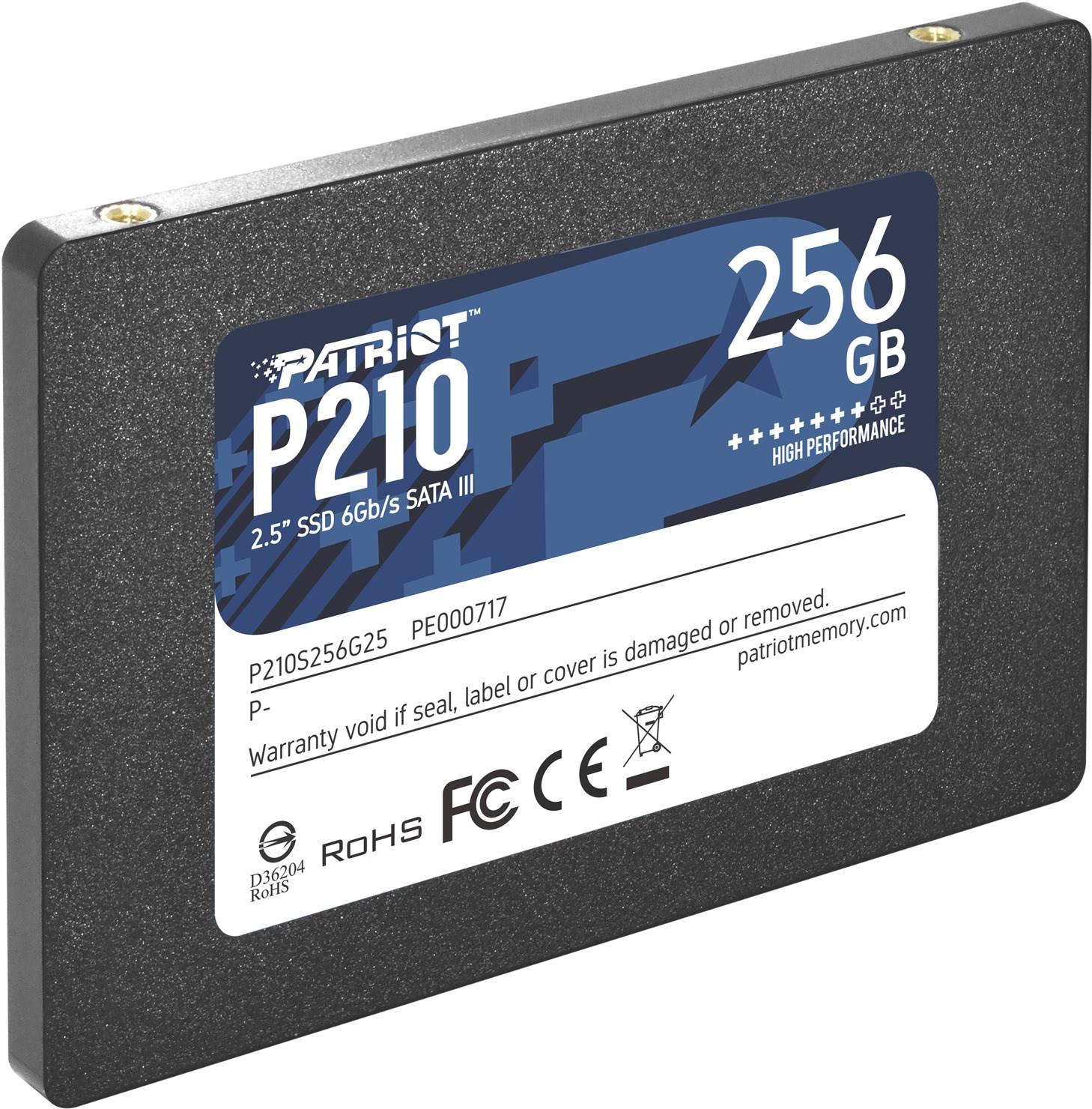 SSD|PATRIOT|P210|256GB|Write speed 400 MBytes/sec|Read speed 500 MBytes/sec|2,5"|TBW 120 TB|P210S256G25