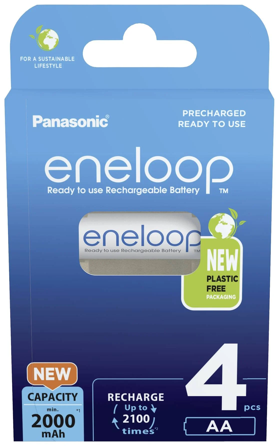 Panasonic - Rechargeable Batteries - ENELOOP BK-3MCDE/4BE - AA - 2000 mAh - 4 pc(s)