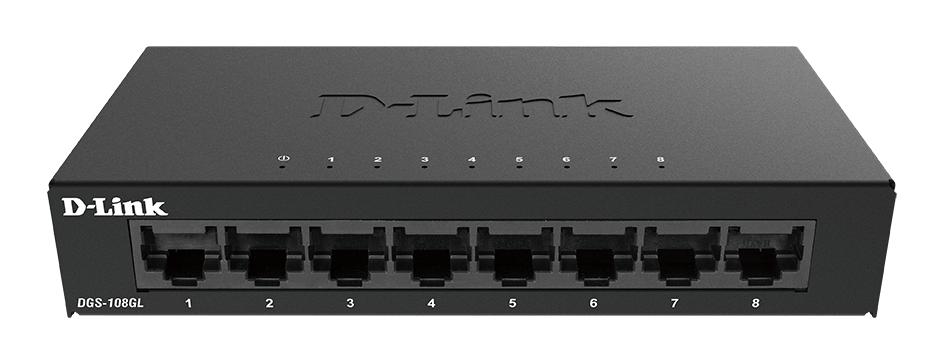 D-Link - Switch - DGS-108GL/E - Unmanaged - Desktop - Gigabit Ethernet (copper) ports quantity 8