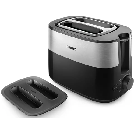 Philips - Toaster - HD2517/90 Daily Collection - Power 830 W - Number of slots 2 - Housing material Plastic - Black/Stainless Steel