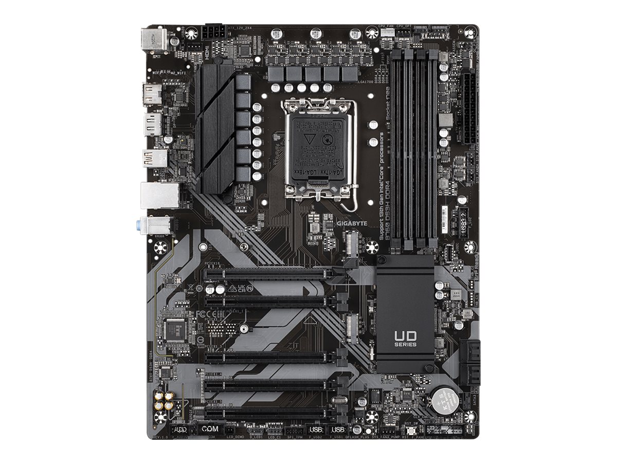 Gigabyte - B760 DS3H DDR4 1.0 M/B - Processor family Intel - Processor socket  LGA1700 - DDR4 DIMM - Memory slots 4 - Supported hard disk drive interfaces 	SATA, M.2 - Number of SATA connectors 4 - Chipset Intel B760 Express - ATX