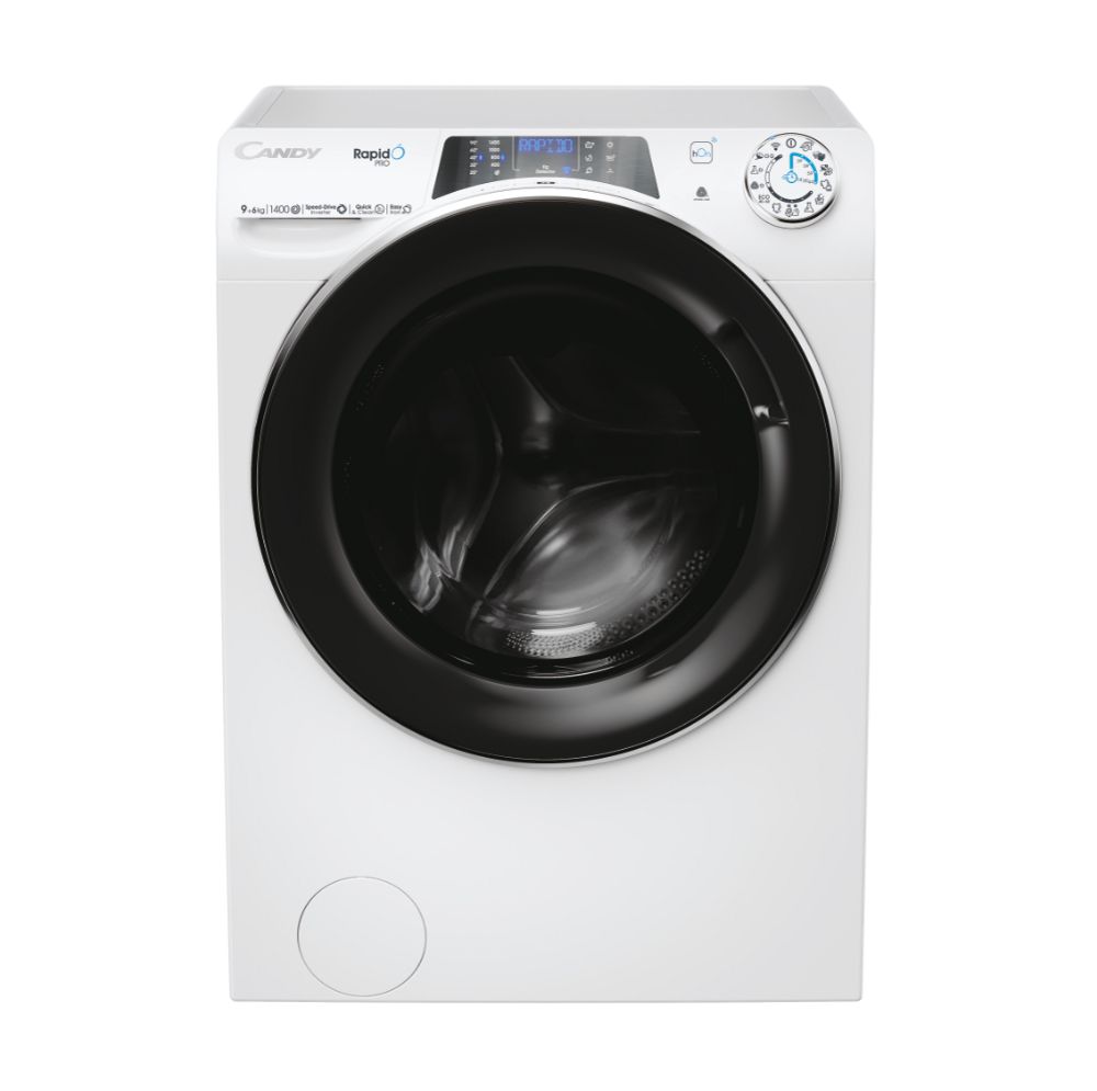 Candy - Washing Machine with Dryer - RPW4966BWMBC/1-S - Energy efficiency class A/D - Front loading - Washing capacity 9 kg - 1400 RPM - Depth 58 cm - Width 60 cm - Display - LED - Drying system - Drying capacity 6 kg - Steam function - Wi-Fi - White