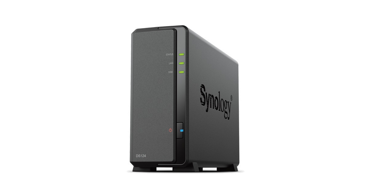 Synology - Tower NAS - DS124 - up to 1 HDD/SSD - Realtek - RTD1619B - Processor frequency 1.7 GHz - 1 GB - DDR4