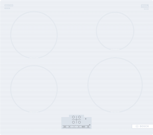 Bosch - Hob - PUE612BB1J - Induction - Number of burners/cooking zones 4 - Touch - Timer - White