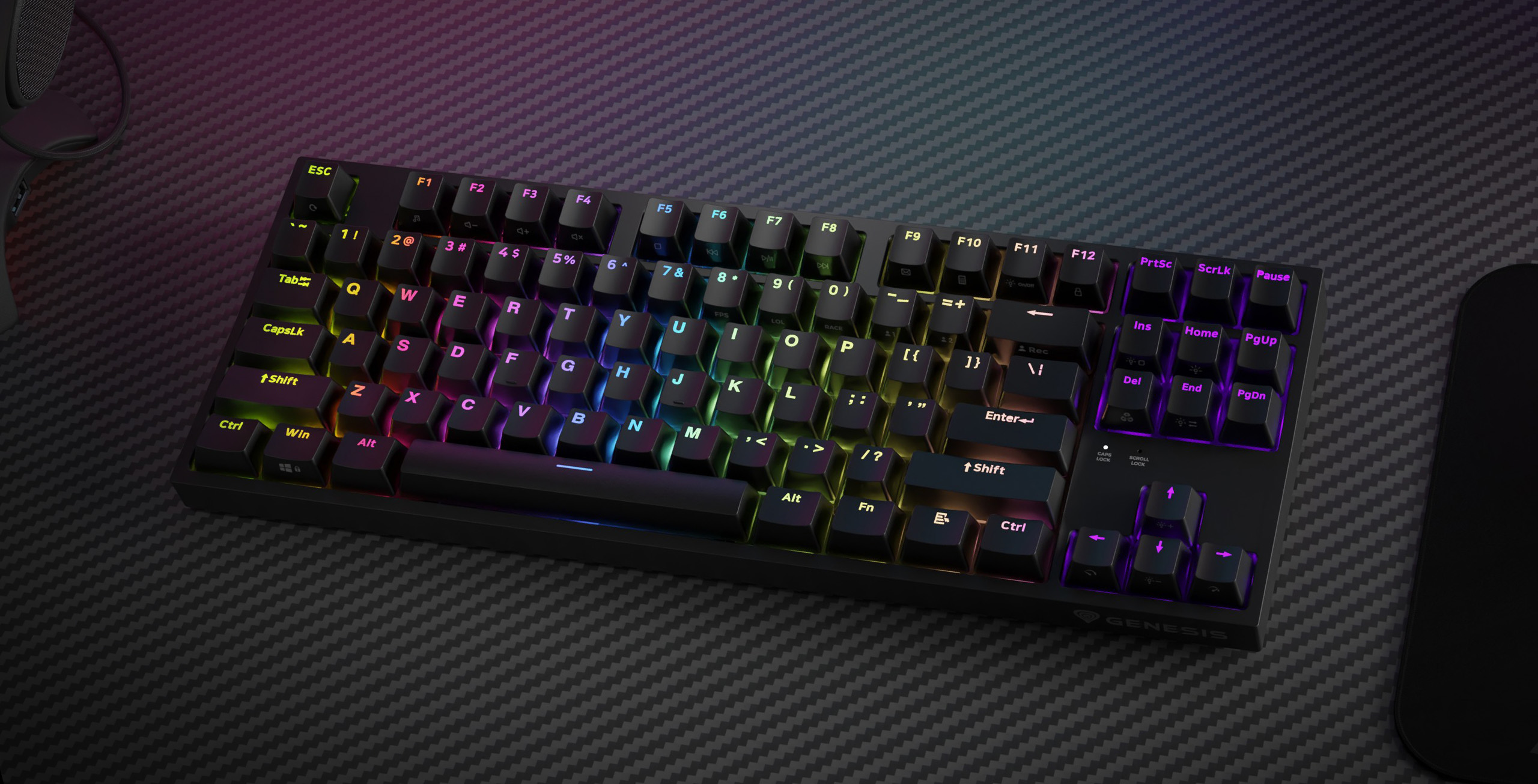 Genesis - THOR 404 TKL - Mechanical Gaming Keyboard - Wired - US - Kailh Box Brown V2 - Black - RGB