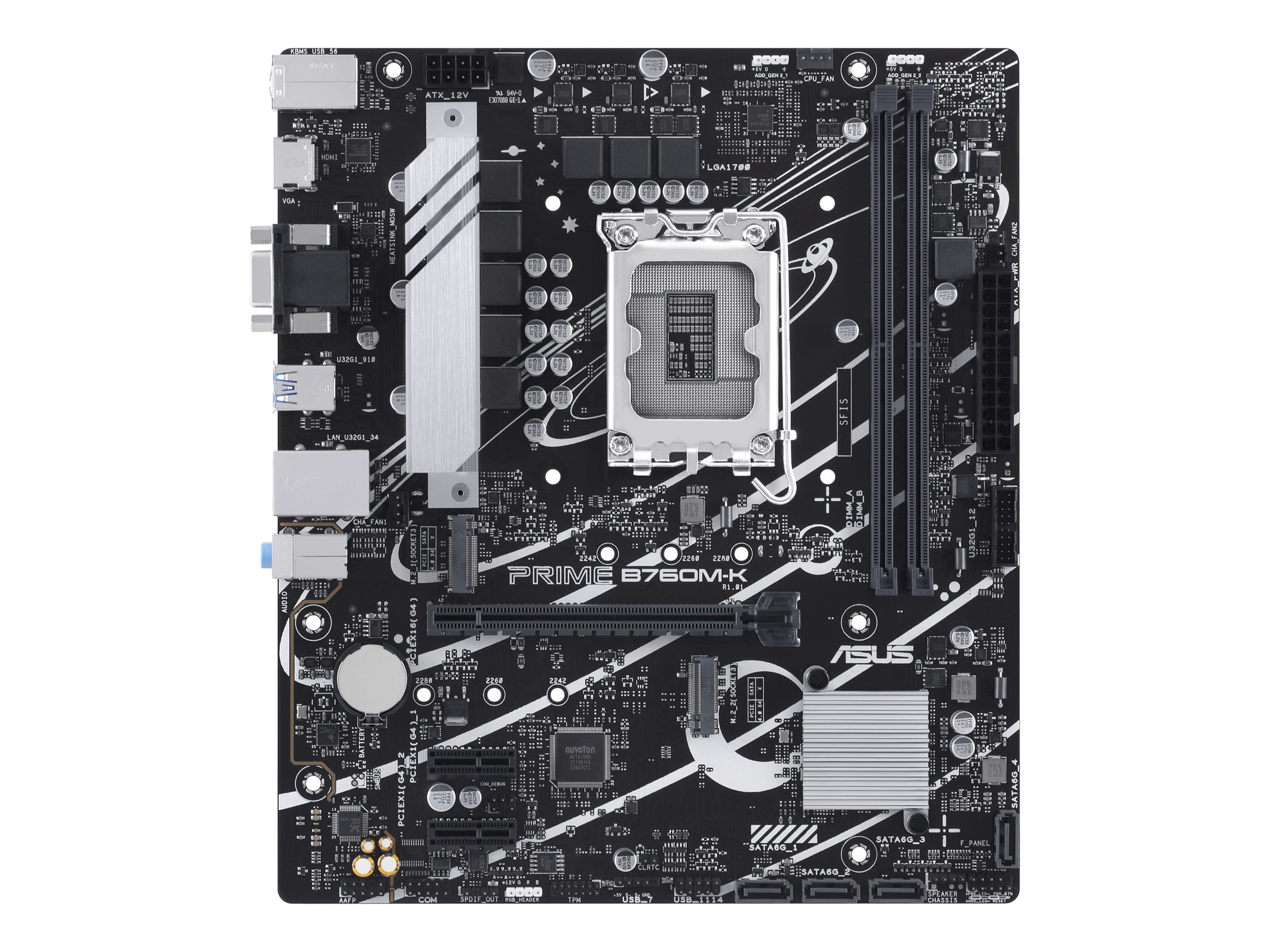 Asus - PRIME B760M-K - Processor family Intel - Processor socket LGA1700 - DDR5 DIMM - Number of SATA connectors 4