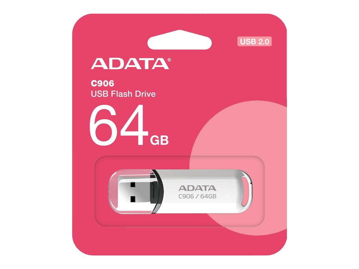 ADATA - USB Flash Drive - C906 - 64 GB - USB 2.0 - White
