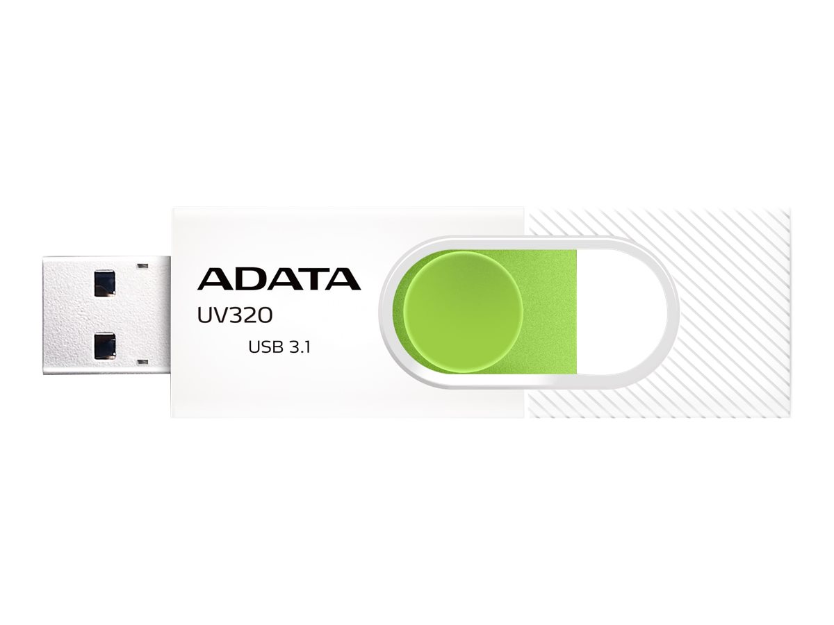ADATA - USB Flash Drive - UV320 - 128 GB - USB 3.2 Gen1 - White/Green