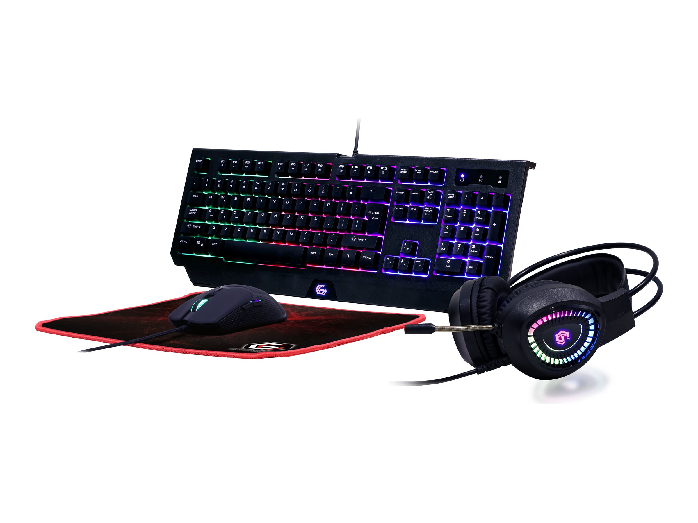 Gembird - 4-in-1 Backlight Gaming Kit "Phantom" - GGS-UMGL4-01 - Gaming Kit - Wired - US