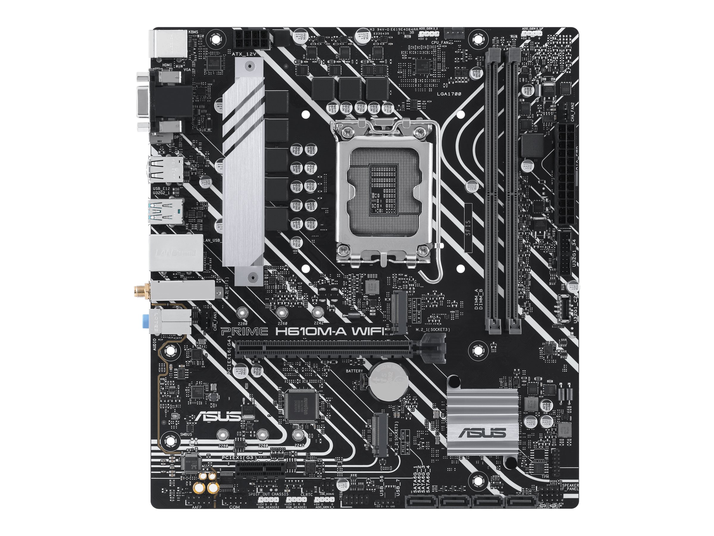 Asus - Processor family Intel H610 - Processor socket 1 x LGA1700 Socket - 2 DIMM slots - DDR5, non-ECC, unbuffered - Supported hard disk drive interfaces SATA-600, 1 x M.2 - Number of SATA connectors 4
