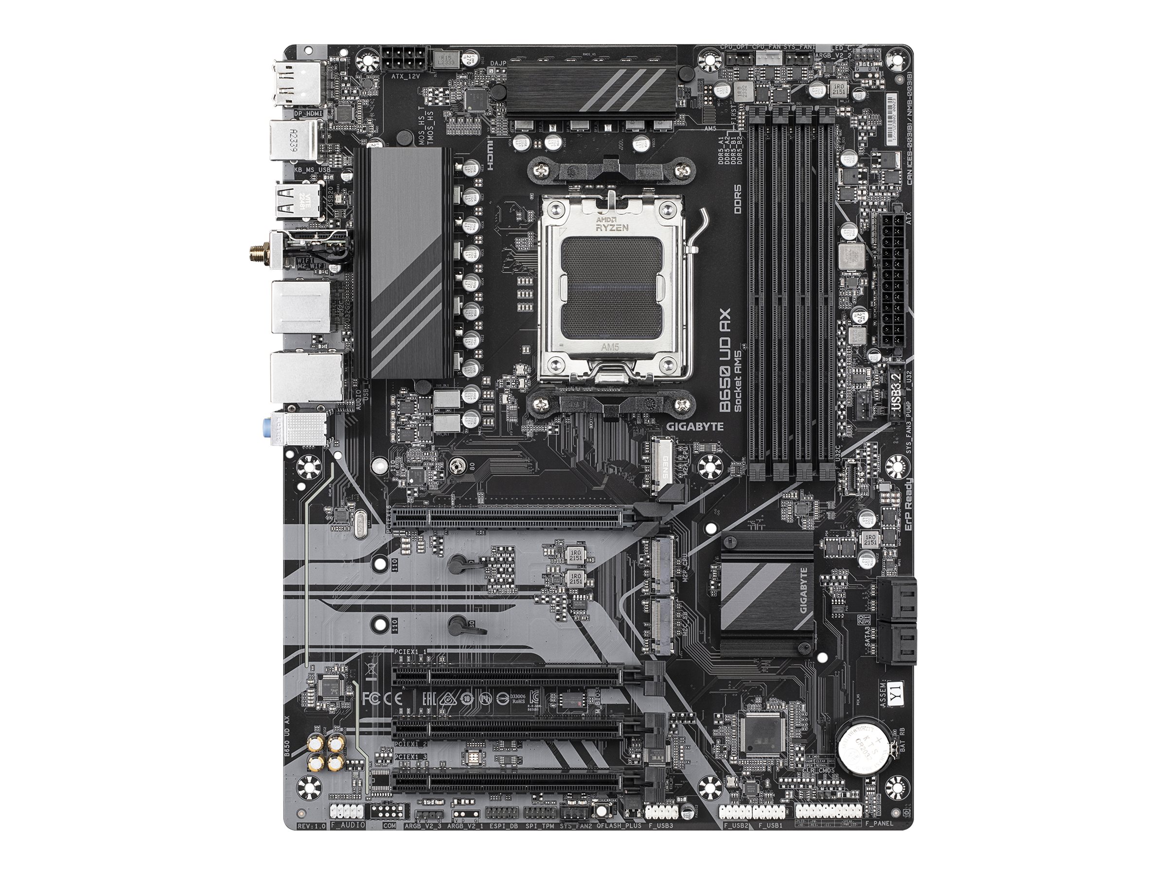 Gigabyte B650 UD AX - Processor family AMD Ryzen - Processor socket AM5 - DDR5 - Number of SATA connectors 4